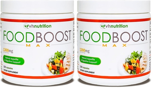 [BRSREAL3OQHW2ETV] VH Nutrition | FoodBoost MAX | 1300mg Appetite Stimulant* Weight Gain Pills* for Men and Women | Formulated with Gentian, Turmuric, Fennel | 120 Capsules (Pack of 2)