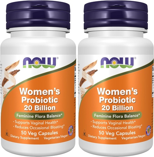 [BRSRGGQKPN5Q4DI3] NOW Foods Supplements,Women's Probiotic,20 Billion,Specially Formulated Using Three Clinically Tested Probiotic Strains,50 Veg Capsules,(Pack of 2)