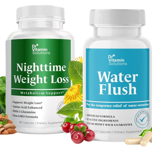 [BRSREY34DMIQ423G] DR. Vitamin Nighttime Fat Burner Supplements with Diuretic Water Pills for Weight Control- Water Retention Pills for Women & Men - 120 Caps