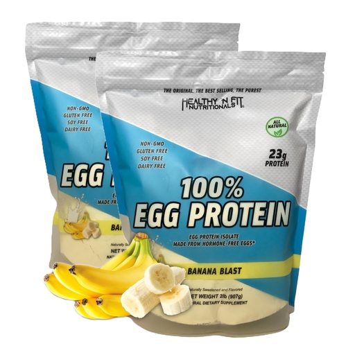 [BRSREAQZC4HGYET4] Healthy 'N Fit 100% Egg Protein- Banana 2 Pack (4 lb Total) : 100% Egg White Protein Plus Natural Peptides. Naturally Flavored & Sweetened, Keto & Paleo Friendly.