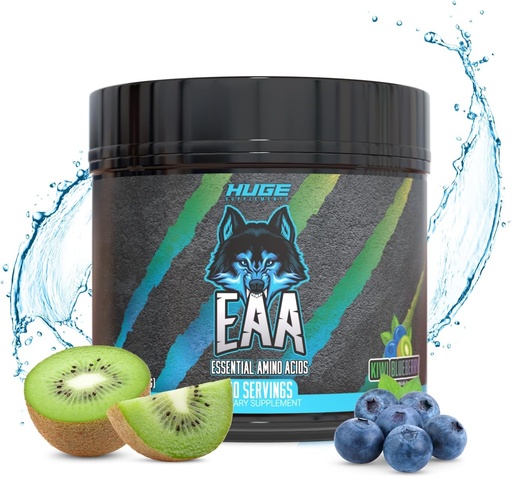 [BRSW2YYKCJYBO2DB] Enorme Suplemento EAA, Maior Dosed Essential Aminoácidos Pó, 12.85g EAAs & 8g BCAAs por serviço, Maximizar o crescimento muscular, Recuperação e Desempenho (Kiwi Blueberry, 17.73 Oz.)