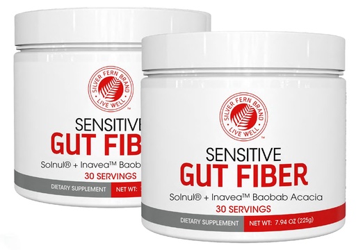 [BRSRMHY6OEMGMFL4] Silver Fern Sensitive Gut Fiber Supplement - Each Tub = 30 Scoops = 30 Day Supply - 6 Grams of Dietary Fiber Per Serving - with Galactomannan Guar Fiber, Baobab Fruit Powder (2 Tubs)