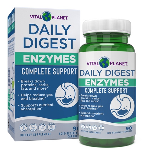 [BRSRGAIBBEPQ4CD2] Vital Planet – Digestive Enzymes Daily Digest Complete Support Natural Enzyme Formula Supports Breakdown of Proteins Fats and Carbohydrates, Reduces Occasional Gas Bloating and Indigestion 90 Capsules