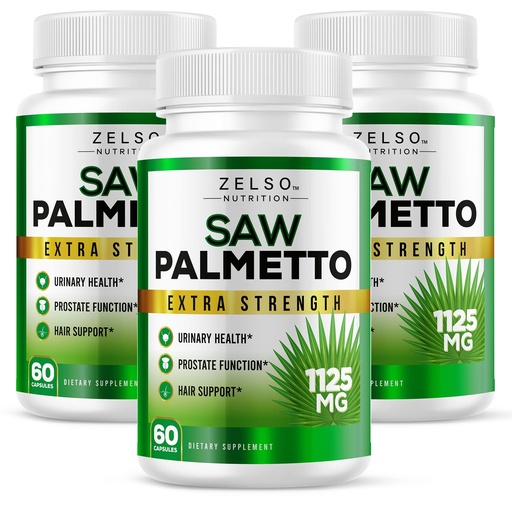 [BRSRMZYLOENGEC3B] (3 Pack) Saw Palmetto Prostate Supplement for Men, 3-in-1 Benefits, DHT Blocker Hair Growth and Beta Blocker, Urinary Health, Prostate Function Support, 3 Month Supply