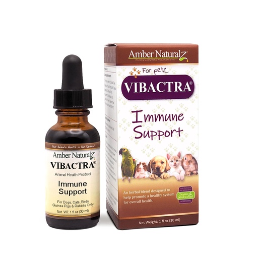 [BRSWIYAECUBRQAD4] Amber NaturalZ Vibactra Immune Support Herbal Supplement for Dogs, Cats, Birds, Guinea Pigs, and Rabbits | Pet Herbal Blend for Overall Health | 1 Fluid Ounce Glass Bottle | Manufactured in the USA