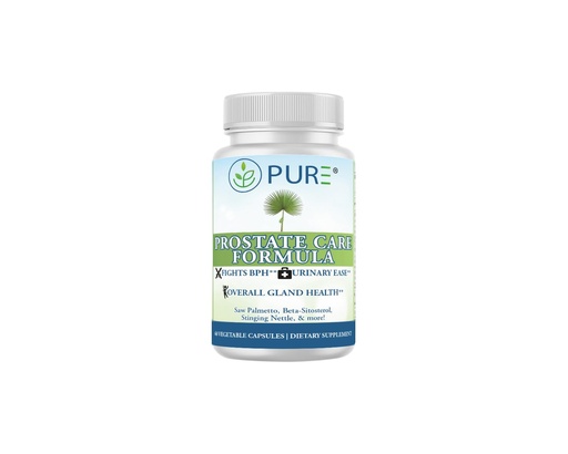 [BRSREGIFBAPQ42DH] PURE® Prostate Care Formula - 60 Capsules, 30 Servings - Advanced Support for Urinary Flow & Bladder Health - Saw Palmetto, Beta-Sitosterol, Zinc & Lycopene Complex - Made in USA
