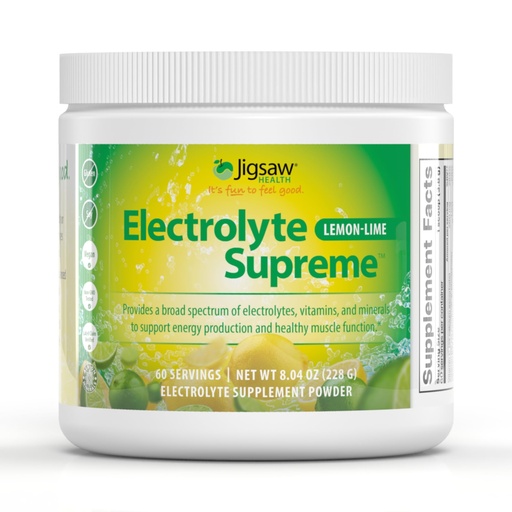 [BRSWKZQROMCBYCDO] Jigsaw Health Electrolyte Supreme | Broad Spectrum of Electrolytes + Trace Minerals | Lemon-Lime Flavor | 60 Servings (Jar)