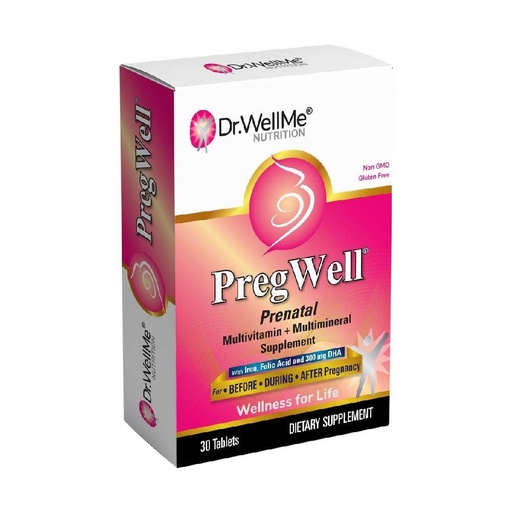 [BRSREAYQBAIWO3LZ] PregWell Prenatal Multivitamin Capsule - Complete Nutrition for Mom & Baby with Iron, Folic Acid & DHA - Gluten Free, Non-GMO - for Preconception, Pregnancy & Breastfeeding - 30 Tablets