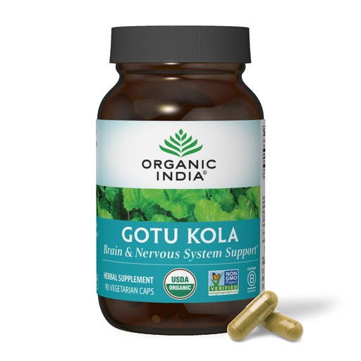 [BRSWIYIZAR7RWFDC] ORGANIC INDIA Gotu Kola Herbal Supplement - Adaptogen for Brain & Nervous System Support, Vegan, Gluten-Free, Kosher, USDA Certified Organic, Non-GMO, Calming, Mental Clarity - 90 Capsules