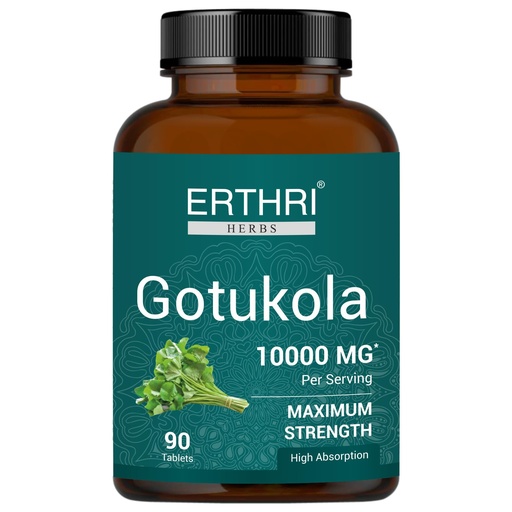 [BRSW2BI3OV5QMHLA] Gotu Kola Tablets 10000mg, Ayurvedic, 90 Count, Wheat Free