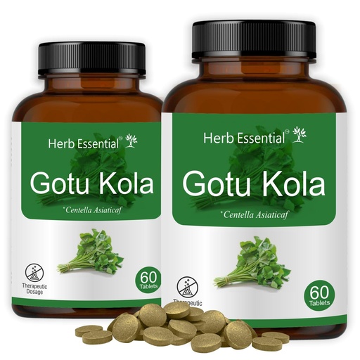 [BRSWGGT5BMMWG3D6] Herb Essential Gotukola Indian Pennywort Centella 500Mg Tablet - 60 Count (Pack of 2)