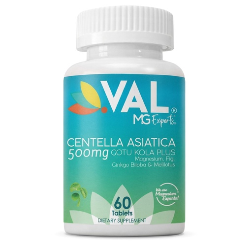 [BRSROBAKA4PGKFDB] VAL Gotu Kola + Magnesium Citrate & Centella Asiatica | Focus, Calm & Circulation Support* | 60 Vegan Tablets | Non-GMO, Gluten-Free, USA Made