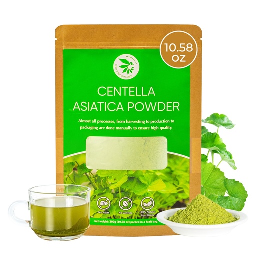 [BRSRE2Y6O54AOCQ4] Centella Asiatica Powder (Gotu Kola) - 10.58 oz, Herbal Tea for Cooling & Refreshing, Supports Skin & Wellness, Freeze-Dried & Finely Ground, No Additives, No Caffeine, Gluten Free