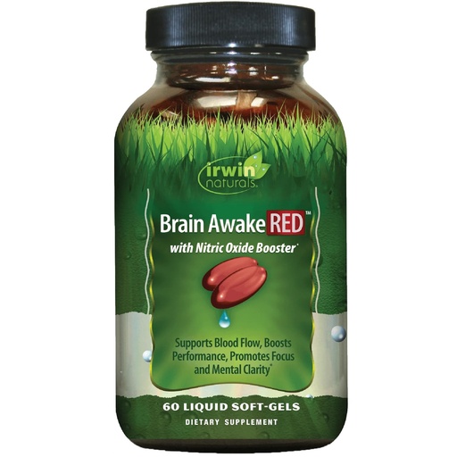 [BRSRMBQ5CEMA4ADB] Irwin Naturals Brain Awake RED with Nitric Oxide Booster - 60 Liquid Soft-Gels