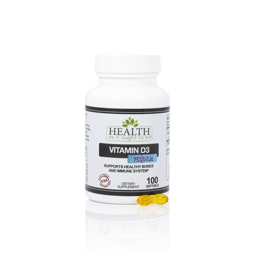 [BRSWGGQZPMNRSYDO] Health As It Ought To Be Vitamin D3 7500 IU Supplement 188mcg – Physician Formulated – Supports Bone & Immune Health – 100 Softgels