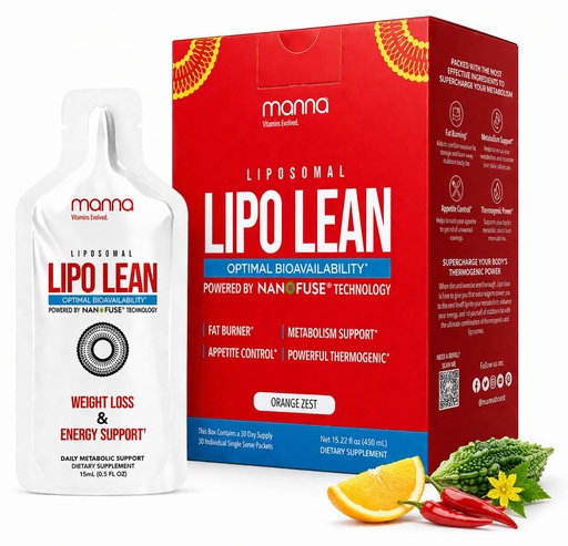 [BRSRMCDQCMARUGTL] Manna Vitamins Evolved Liposomal Lipo Lean, Thermogenic Metabolism Support, Cravings Management, Weight Loss Support for Women, Men, Liposomal Absorption 3500mg CLA, Carnitine, Green Tea, 30 Packets
