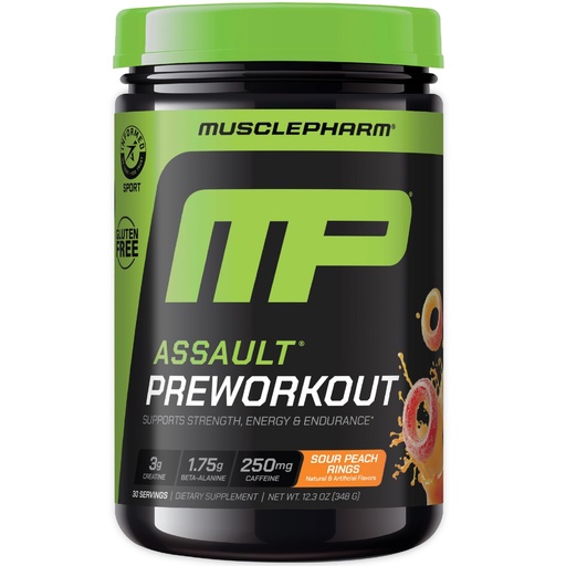 [BRSRGFI7BEJWCHL6] Muscle Pharm Assault Pre Workout Powder for Men & Women Energy & Strength Boost Pre-Workout Supplements with Beta Alanine, Caffeine, Creatine & Betaine Anhydrous 30 Servings, Sour Peach Ring Flavor