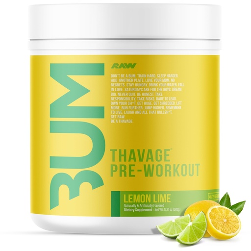 [BRSRAGANDEHQ4DL3] RAW Preworkout Powder, Thavage (Lemon Lime) - Chris Bumstead Sports Nutrition Supplement for Men & Women - Cbum Pre Workout for Working Out, Hydration, Mental Focus & Energy - 40 Servings