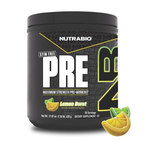 [BRSRABIQB4NGGAI7] NutraBio STIM-Free PRE Workout for Men, NEW Non Stim Preworkout | Laser Focus, Extreme Pumps | Performance, Endurance | 10g Citrulline, Beta Alanine, Nitrates, Electrolytes - 20 Servings Lemon Burst