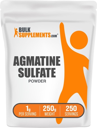 [BRSWIAQTOYPA22DE] BulkSupplements.com Agmatine Sulfate Powder - Nitric Oxide Supplement, Pre Workout Powder - Unflavored & Gluten Free, 1g per Serving, 250g (8.8 oz) (Pack of 1)