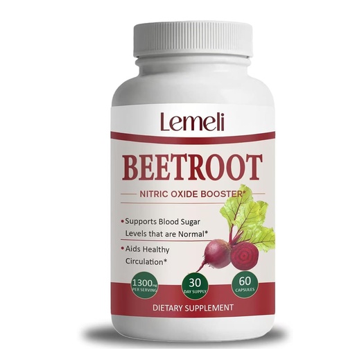 [BRSRGAL4CUMGCYIV] Lemeli Beetroot 1300mg Supplement, Natural Beet Root Supplement, Non-GMO & Gluten Free, 60 Count