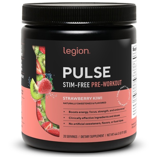 [BRSROZA3A4NRG23B] LEGION Pulse Pre Workout Supplement - All Natural Nitric Oxide Preworkout Drink Creatine Free Naturally Sweetened Beta Alanine Citrulline Alpha GPC - Caffeine Free Strawberry Kiwi Pre Workout Powder