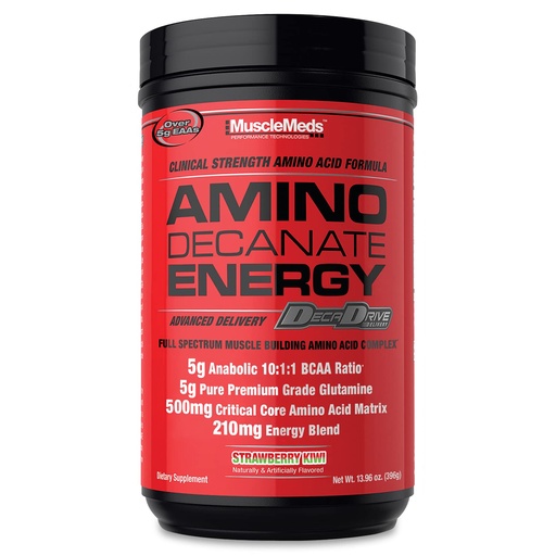 [BRSW2FQBDMJQIHT4] MuscleMeds Amino DECANATE Energy, Pre, Intra Workout Drink, Essential Amino Acids, BCAAs, High Leucine, Glutamine, Muscle Recovery, Strawberry Kiwi, 30 Servings