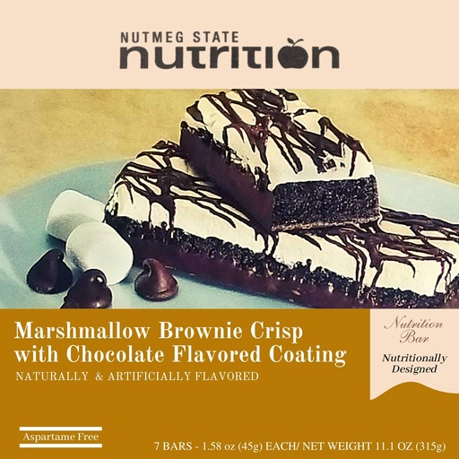 [BRSWGCAYCAPB4GTX] Nutmeg State Nutrition High Protein Snack Bar/Diet Bars - Marshmallow Brownie Crisp (7ct) - Trans Fat Free, Aspartame Free, Kosher, Gelatin Free