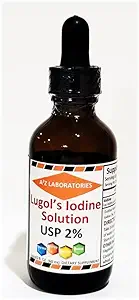 [BRSRMGALOYPRAFLZ] A2Z Organic Lugol's Iodine and Potassium Iodide 2% Solution 3000 mcg - Liquid Supplement Drops for Thyroid Support for Women & Men, Metabolism Health, Detox Boost -2 Fl Oz/Made in USA/Same Day Ship