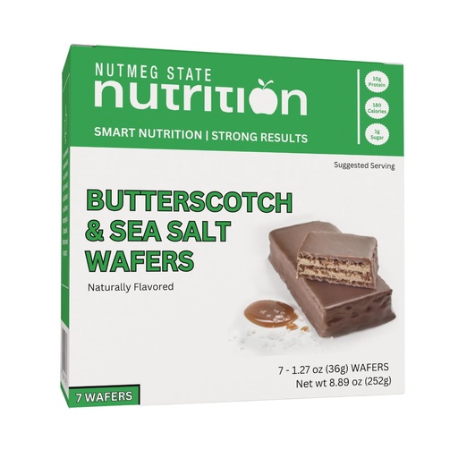 [BRSRAHQBPMCWYGTH] Nutmeg State Nutrition - High Protein Wafer Bars, Protein Snack Bars, Low Calories, Low Sugar, 7 Servings Per Box (1 Box (7 Servings), Butterscotch)