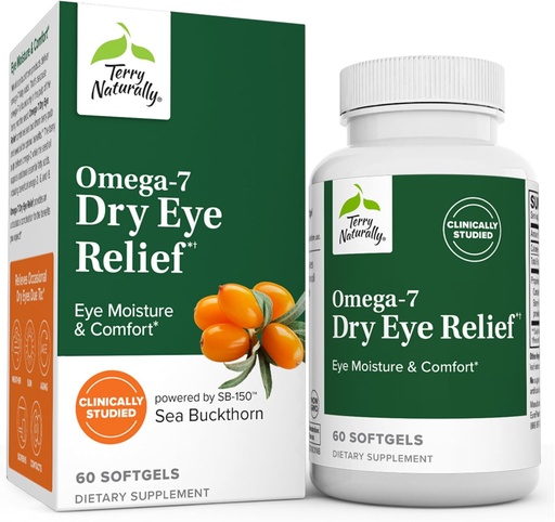 [BRSROCA7OIOREALP] Terry Naturally Omega-7 Dry Eye Relief - 60 Softgels - Eye Moisture & Comfort - Non-GMO, Gluten Free - 60 Servings