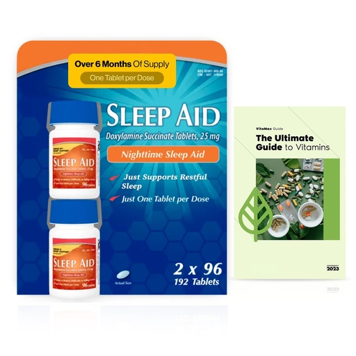 [BRSRGADRDN5GCG3L] KKL Sleep Aid Doxylamine Succinate 25 mg Nighttime Sleep Aid Tablets, 2 Bottles, 96 Tablets Each (192 Total)