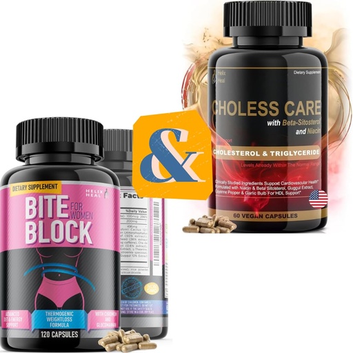 [BRSRAZQEBN5GGA35] Helix Heal Appetite Suppressant for Weight Loss Women & Cholesterol Lowering Supplement Bundle