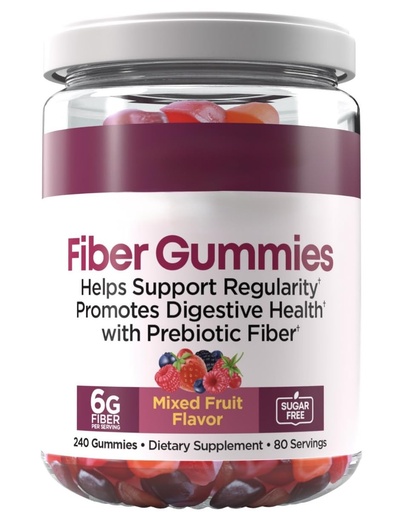 [BRSRECT2AB5AA2YY] County Farmer Fiber Gummies with Prebiotic, Mixed Fruit Flavor, Sugar-Free, 6G Fiber per Serving, 240 Count, 80 Servings