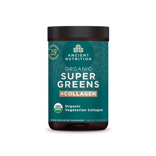 [BRSRMHQ5A5YGEHLJ] Ancient Nutrition Supergreens Powder, Organic Superfood Powder with Collagen, Made from Real Fruits, Vegetables and Herbs, for Digestive and Energy Support, 25 Servings, 7.5oz