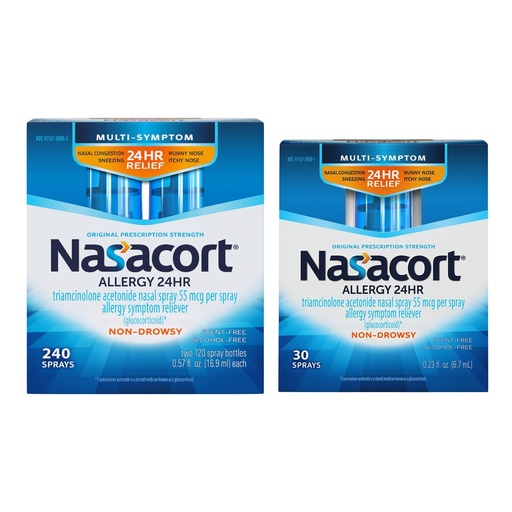 [BRSRGHA5AECQ2H3V] Nasacort 24HR Allergy Nasal Spray for Adults, Non-drowsy & Alcohol Free, 270 Spray Pack