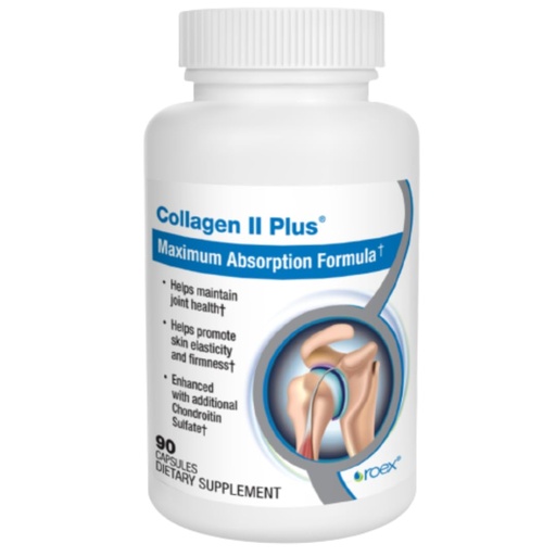 [BRSWIZYZCNYRGF3E] Roex Vitamins | Collagen II Plus | Vegetable Capsules | Organic | Joint Health | Anti-Aging | 90 Count