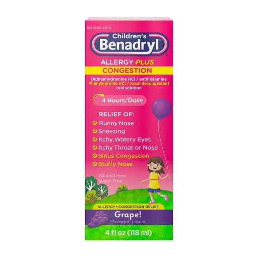 [BRSWIHYHCAHQ4DTY] Benadryl CH ALRGY Plus CONG LIQ 4 OZ GRP