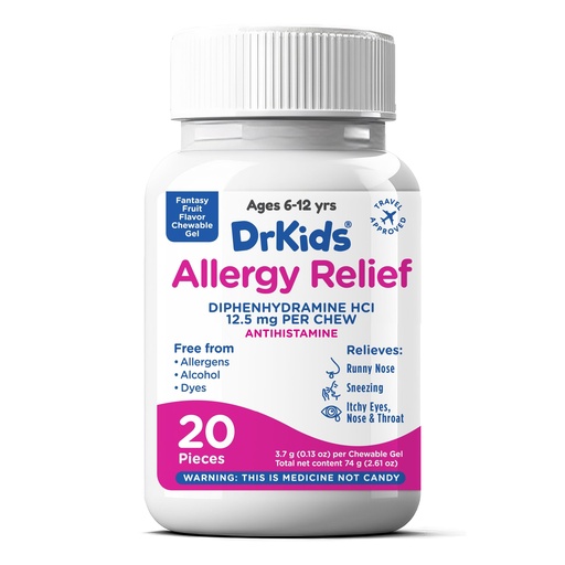 [BRSREZATAR6RMETB] Dr. Kids Children's Allergy Relief Chewable Gels - Kids Chewable Antihistamine for Sneezing, Runny Nose, Itchy Eyes & Throat, Pre-Measured Soft Chews, Fantasy Fruit Flavor, 20 Count