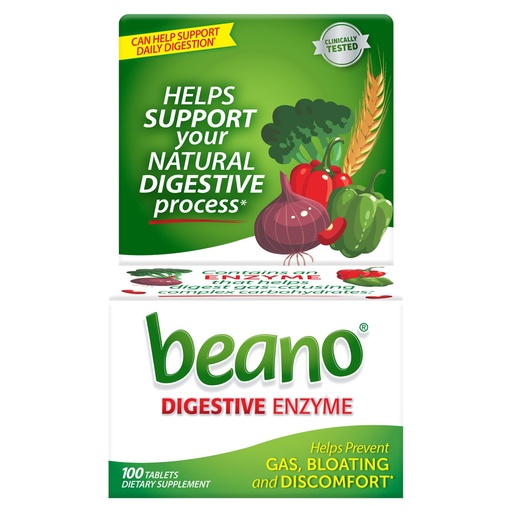 [BRSWIEYHB56QGFDE] Beano Digestive Enzyme, Preventive Gas Relief for Adults, Helps Prevent Gas & Bloating, 100 Tablets