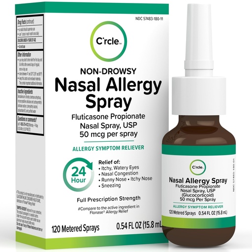 [BRSWG2TQCQDW2DQZ] Fluticasone Allergy Nasal Spray Allergy Relief - 24 Hour Non Drowsy - Nose Spray Relief for Sinus Allergies - Prescription Strength Fluticasone Propionate 50mcg - 1 Month Supply