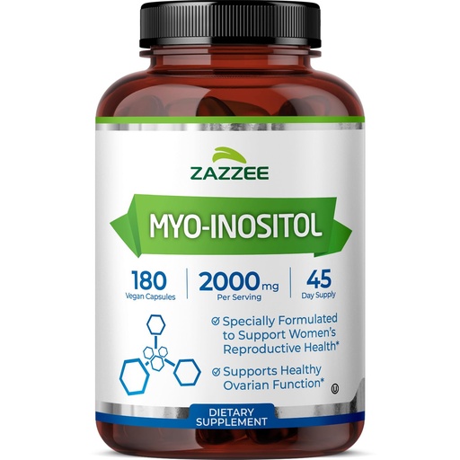 [BRSRE2Y7AQBQEHTG] Zazzee Myo-Inositol Capsules, 2000 mg per Serving, 180 Vegan Capsules, Ideal Dosage for 40:1 Ratio, Certified Kosher, Hormone Balance & Healthy Ovarian Function Support, Non-GMO, Made in the USA
