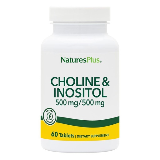 [BRSWIYT3PMCAMCDY] NaturesPlus Choline & Inositol - 500 mg, 60 Vegetarian Tablets - Nervous System Support & Healthy Liver Function - Gluten-Free - 60 Servings