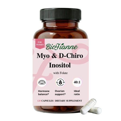 [BRSRGBLRO4MG2HYY] Myo-Inositol & D-Chiro Inositol for Women,Ideal 40:1 Ratio with Folate, Supports Hormonal Balance & Ovarian Health, 120 Capsules