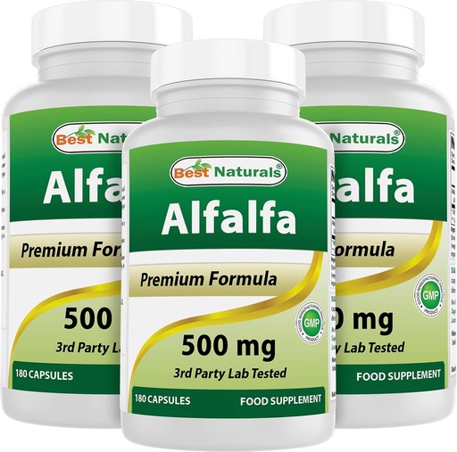 [BRSW2AQPPN6BOAL7] Best Naturals Alfalfa Green Super Food 500 mg 180 Capsules (180 Count (Pack of 3))
