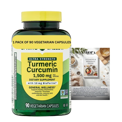 [BRSRGZD3DN7RU2TD] SP:Turmeric Curcumin 1500 mg | General Wellness Dietary Supplement | 90 Vegetarian Capsules+complimentary Vitamins and Mineral Guide