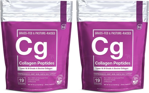 [BRSW2ZA6BAFWYEQY] Essential Elements Hydrolyzed Collagen Powder - Joint, Skin, Hair, and Nail Support | Types I & III Peptides | Preservative-Free, Grass-Fed, Hormone-Free, Dissolves Easily (2-Pack)