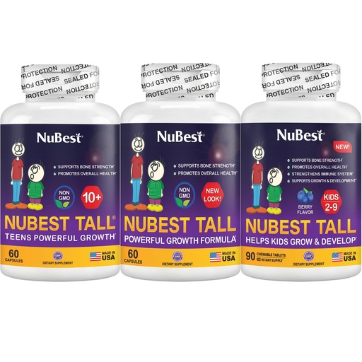 [BRSREBT3B4OWECQ2] NuBest Bundle Tall 3 Extra Height Growth Tall 10 Tall 10 Tall Kids 90 Chewable Tablets | Growth Support for Kids & Teens