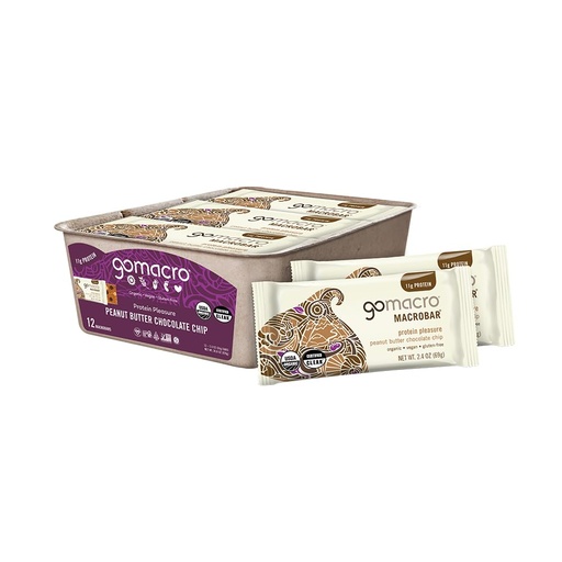 [BRSWKZYGAJ7READM] GoMacro MacroBar Organic Vegan Protein Bars - Peanut Butter Chocolate Chip (2.4 Ounce Bars, 12 Count)
