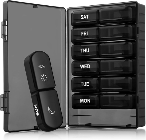 [BRSW2YYYOZ5BSETV] Large Weekly Pill Orgaizer 2 Times A Day, Gelibo Portable Day and Night Pill Box Case Medicine Organizer for Vitamin, Fish Oil, Pills, Supplements-Arthritis Friendly